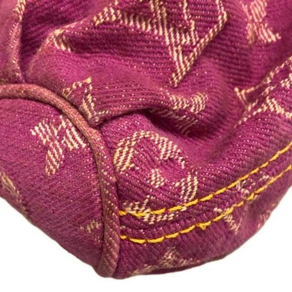 RARE Authentic Louis Vuitton Mini Pleaty Denim Monogram Shoulder Hand Bag Pink - Picture 8 of 11